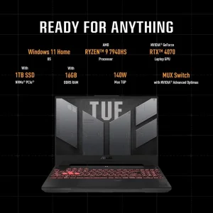 Asus TUF FA507XI-LP149 Ryzen 9 7940HS16GB512GB15.6 144HZ FHDRTX 4070 8GBBacklit Eng KBWIN11