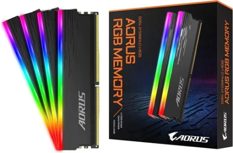 Gigabyte AORUS GP-ARS16G37 (RGB/ 16GB RAM Memory Kit (2x8GB)/ 3733MHz/ Supports AORUS Memory Boost/ RGB Fusion 2.0/ Selected Memory Ics/ 100% Sorted and Tested/ Memory